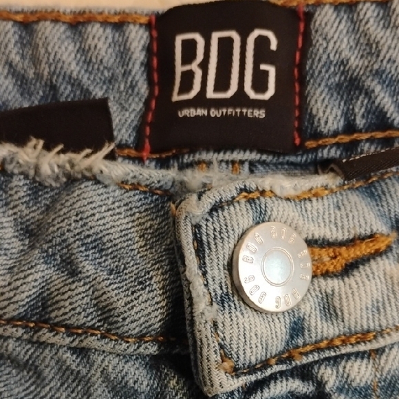 BDG Blue Straight-Leg Jeans with Bold Two-Tone Style.Mom High Rise, Size 28. - Picture 2 of 11